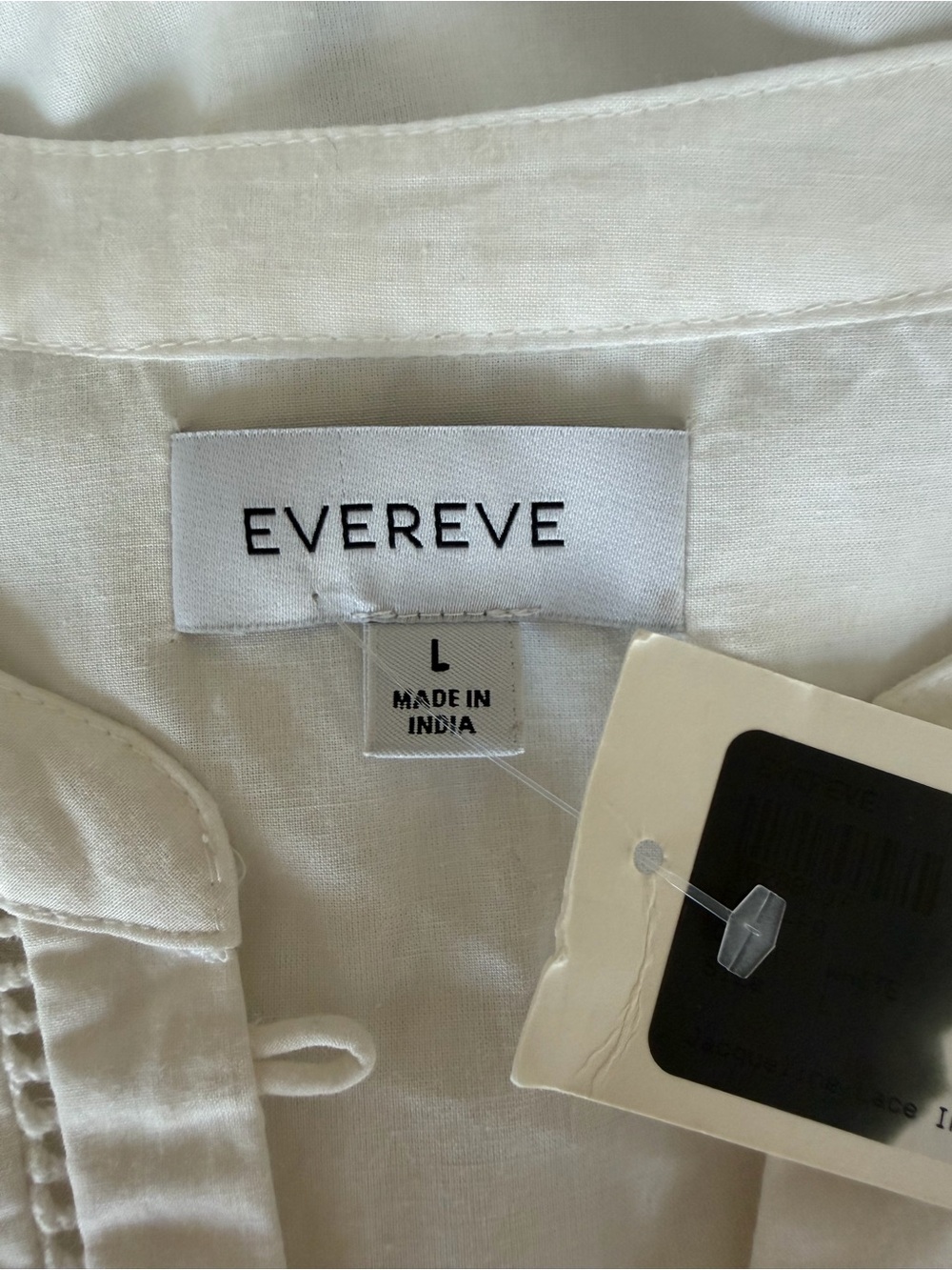 NWT Evereve white Jacqueline lace Inset Eyelet cottagecore Peasant Blouse Size L - Picture 11 of 13